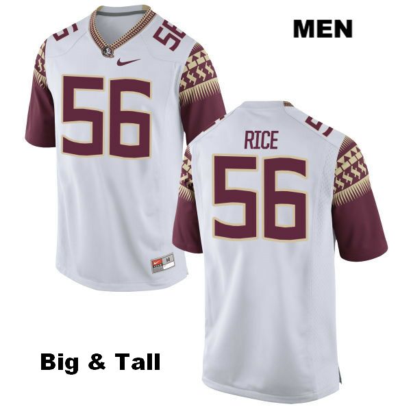Men's NCAA Nike Florida State Seminoles #56 Emmett Rice College Big & Tall White Stitched Authentic Football Jersey NZL3069WN